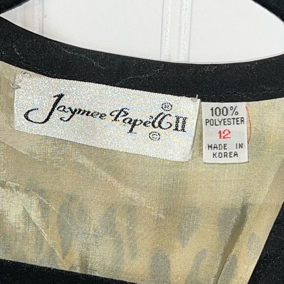 Vintage Jaymee Pape’ll  Wrap Top Womens 12 Black Brown Hi Low Pleated Retro 90’s - Picture 6 of 11